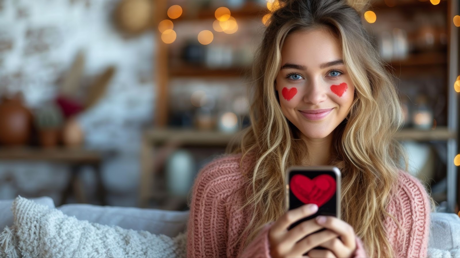 Женщина смеется над сообщением от парня, удачный вопрос в переписке
