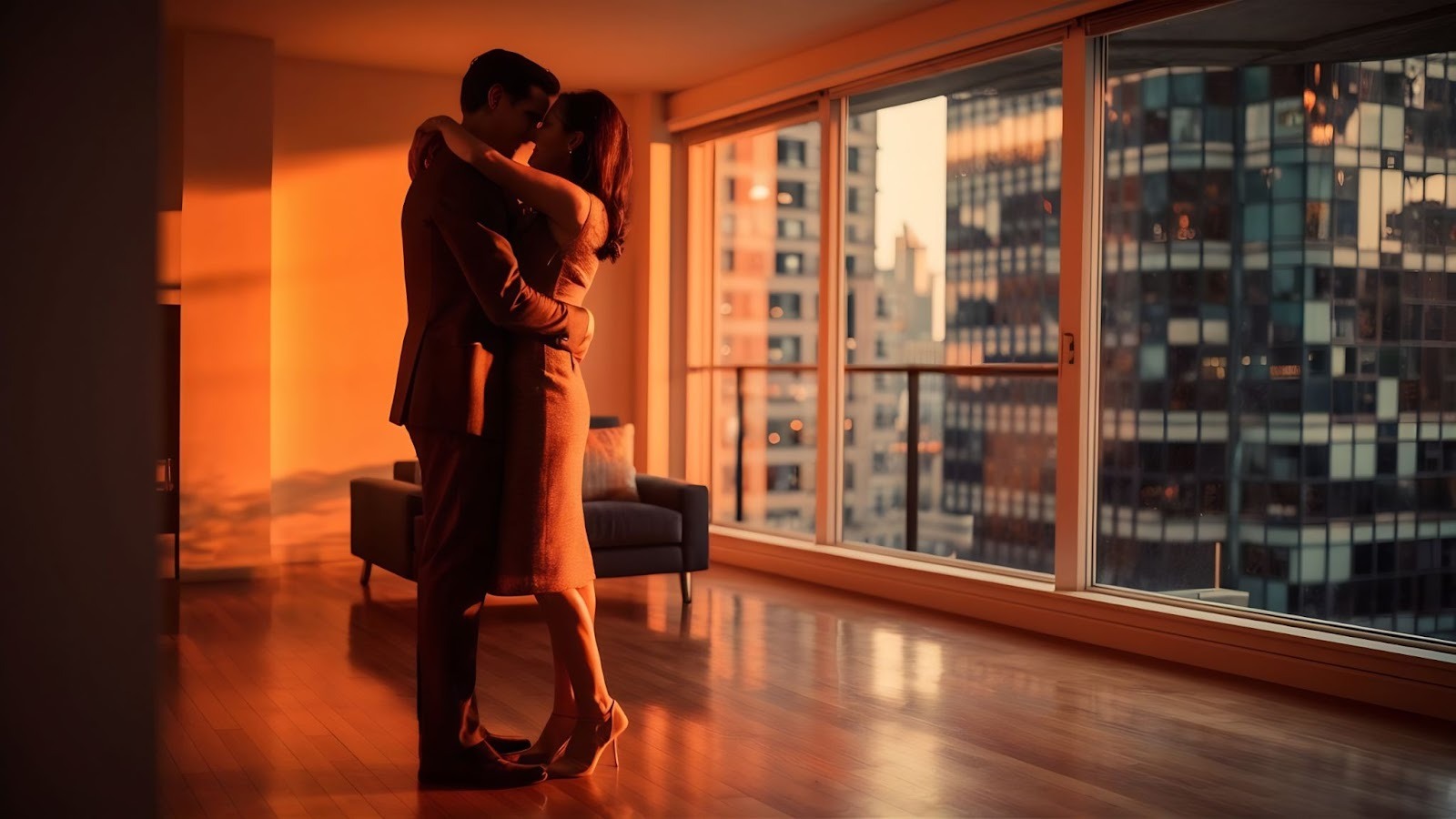 Пара ведет интимную беседу за бокалом вина в уютной обстановке