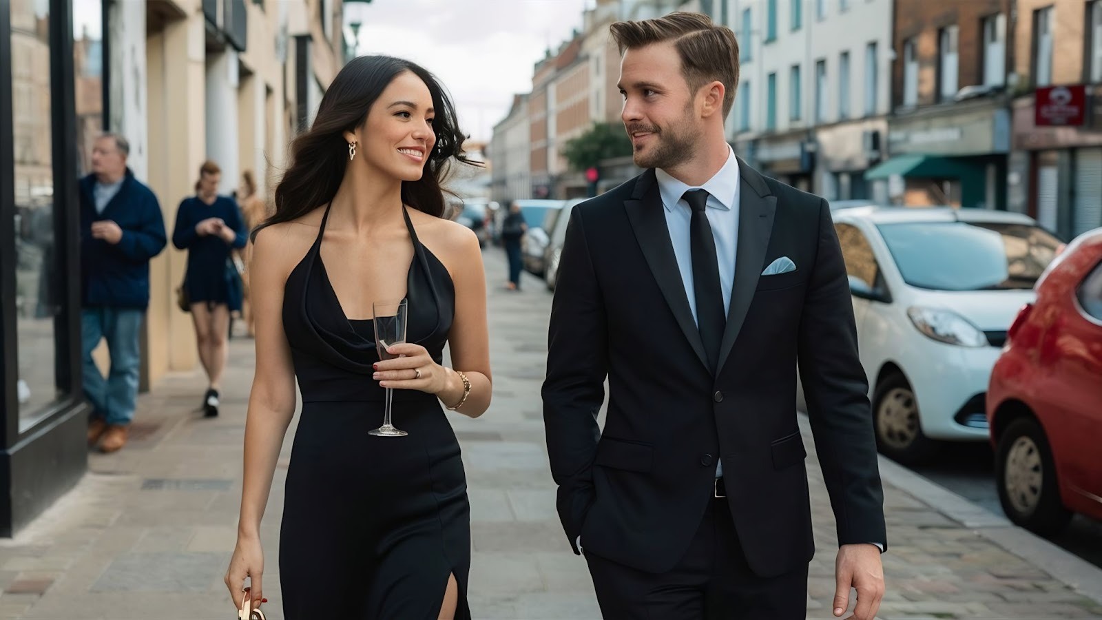 Девушка в элегантном платье за ужином с состоятельным мужчиной