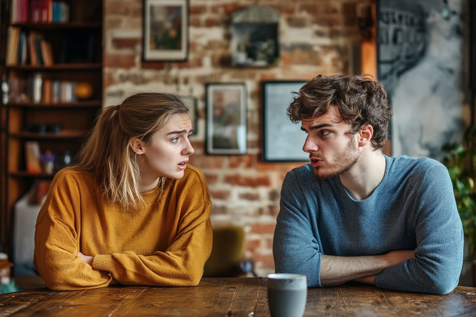 Пара сидит на расстоянии друг от друга обдумывая паузу в отношениях
