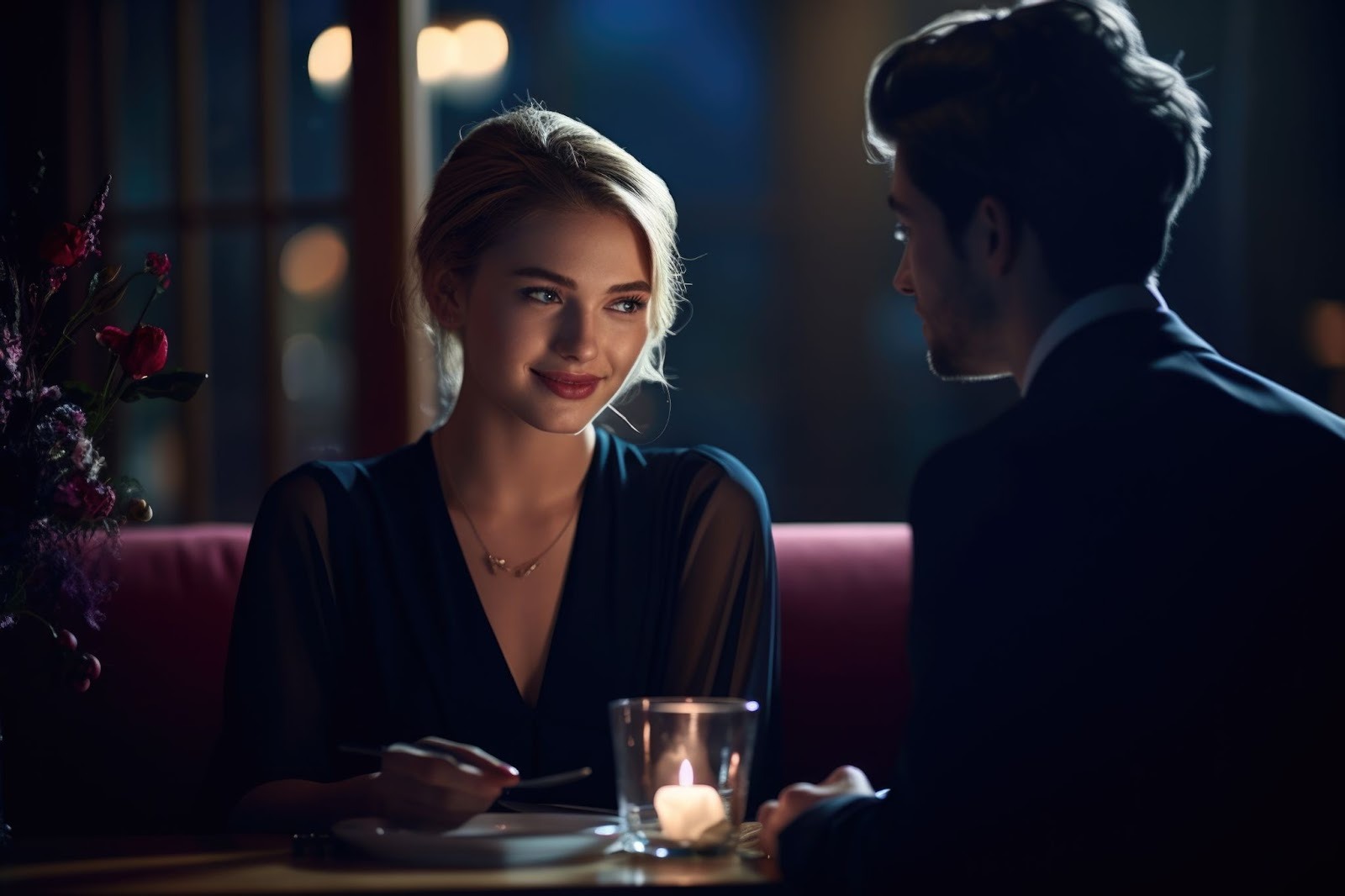 Парень признаётся девушке в чувствах во время романтического свидания
