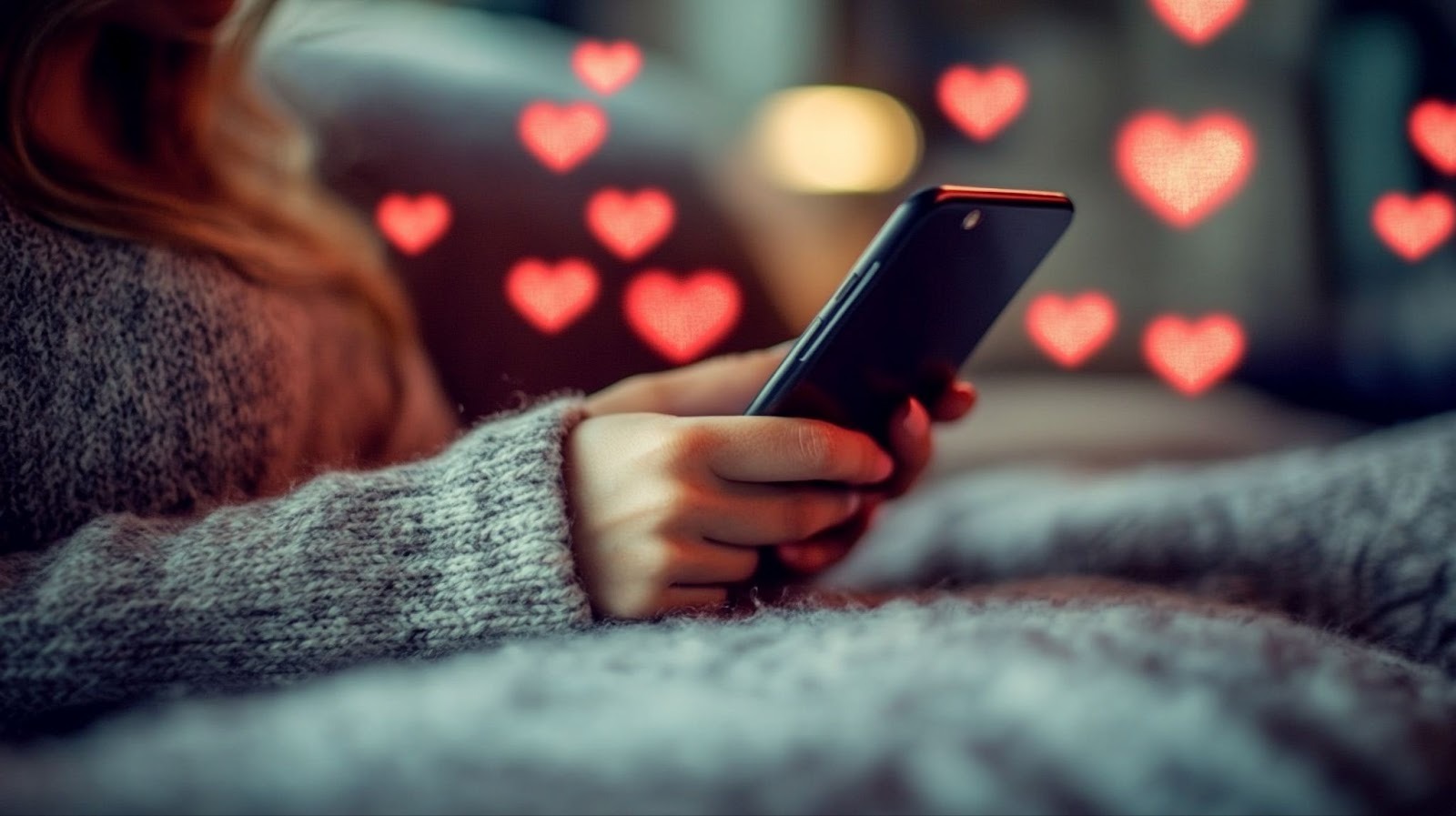 Парень пишет романтическое сообщение девушке в мессенджере
